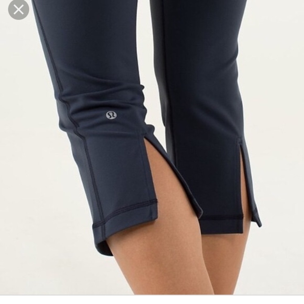 Lululemon black capris with slit